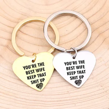 

Jewelry Key Chain Engraved"You're The Best Wife Keep That..."Stainless Steel Key Pendant Heart 3 Colors Fashion Jewelry