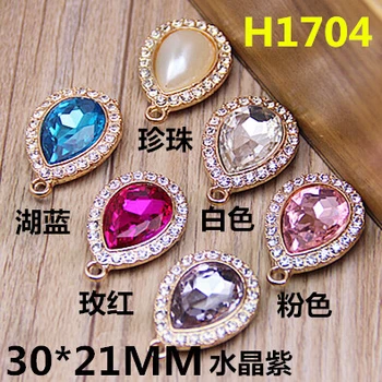 

Free Shipping 30PCS/Lot Princess Crystal Rhinestone Waterdrop Tear Drop Jewelry Necklace Pendants Gold Tone Alloy Fashion Charms