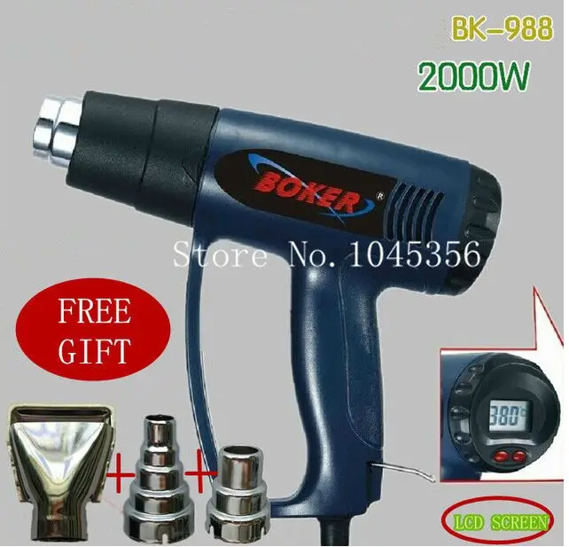 Temperature Digital Display Heat Gun Digital Thermostat Hot Gun 2000W+ free gift 3 nozzles