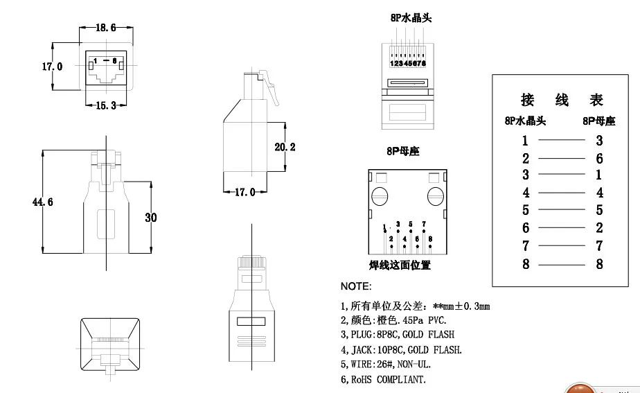 cross RJ45 CAT5 CAT5E Network Ethernet Connector male to female Cable cross Adapter New hight quanlity adaptor