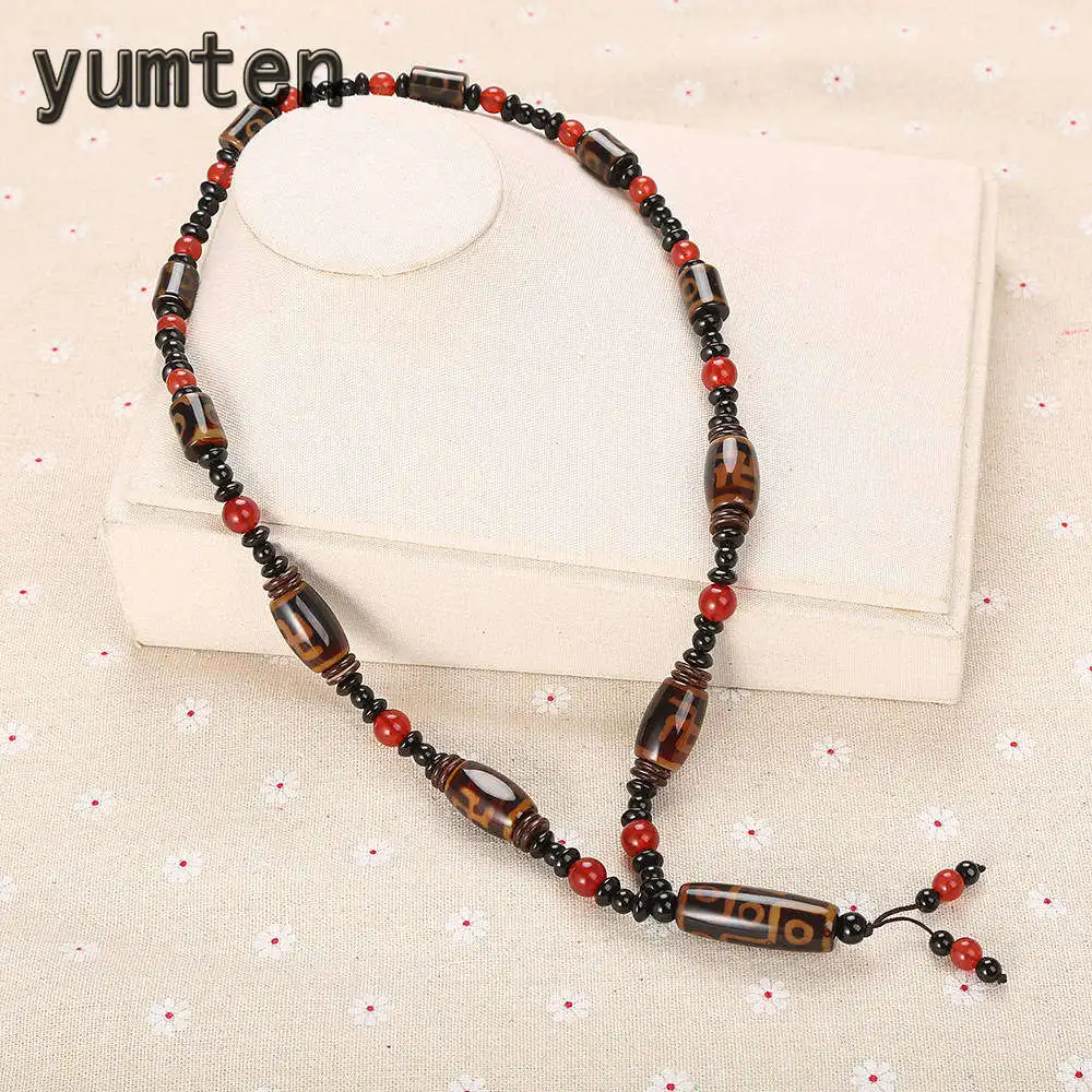 

Yumten Ethnic Statement Necklace Women Long Chains Agate Jewellery Party Geometric Ornaments Rope Chain Femme Stone Accessories