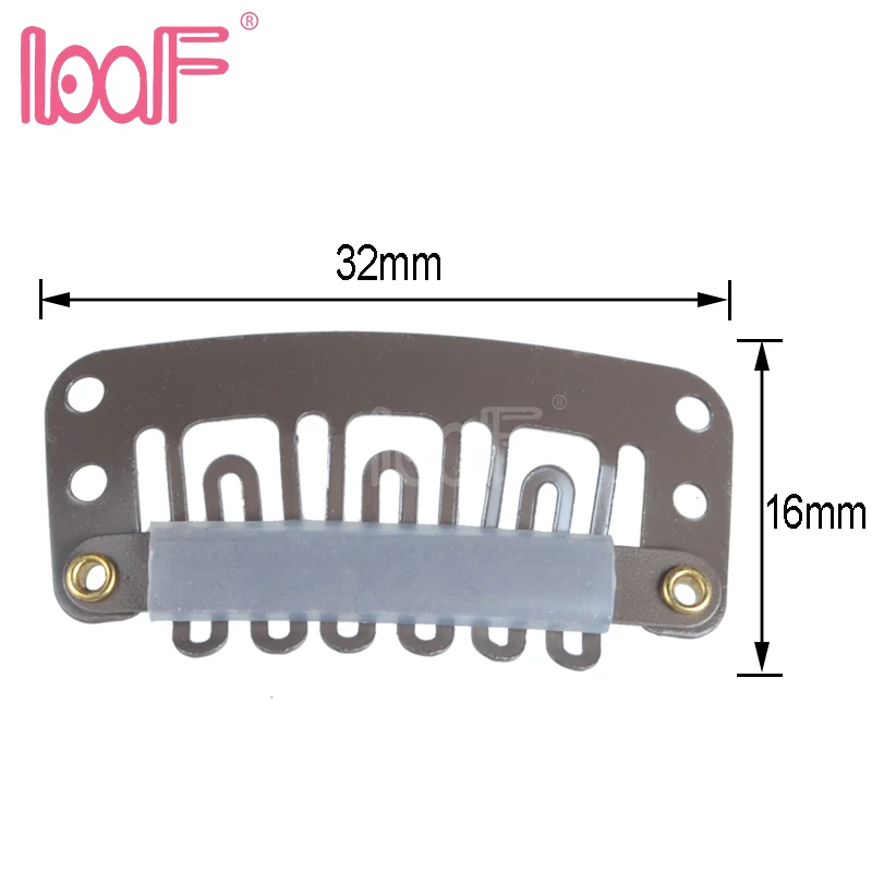 LOOF 100 шт. 32 мм u-образные зажимы для париков с силиконовой спинкой для наращивания волос, аксессуары, инструмент
