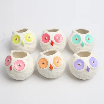 

6pcs/set Mini Ceramic Cute Owl Flower Pot Bonsai Small Pots for Flowers Succulent Planter Garden Balcony Decoration FlowerPot