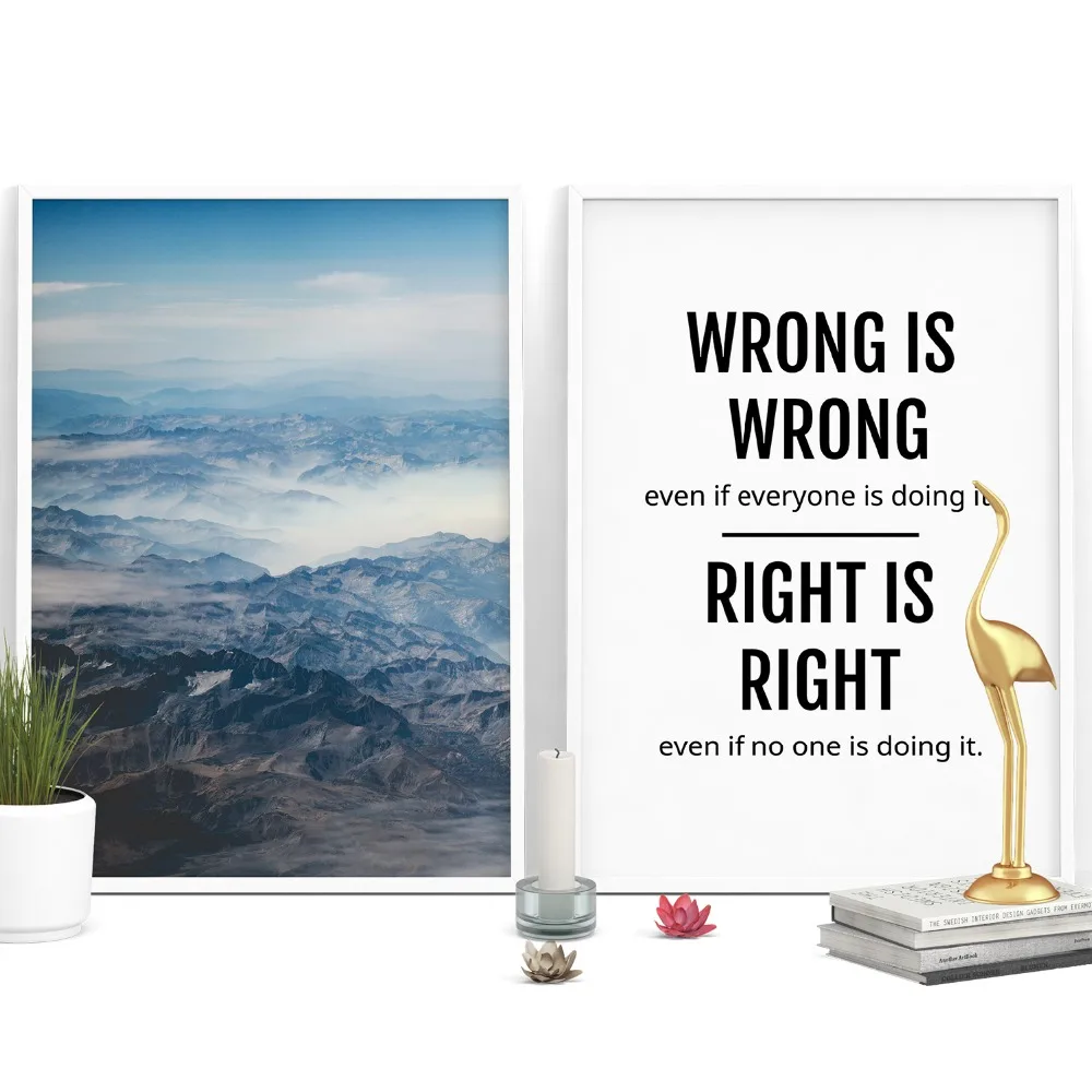 

Wrong Right Quotes Poster Motivational Inpirational Success Quotes Poster Picture Wall Art Canvas Print Landscape Mountain Photo
