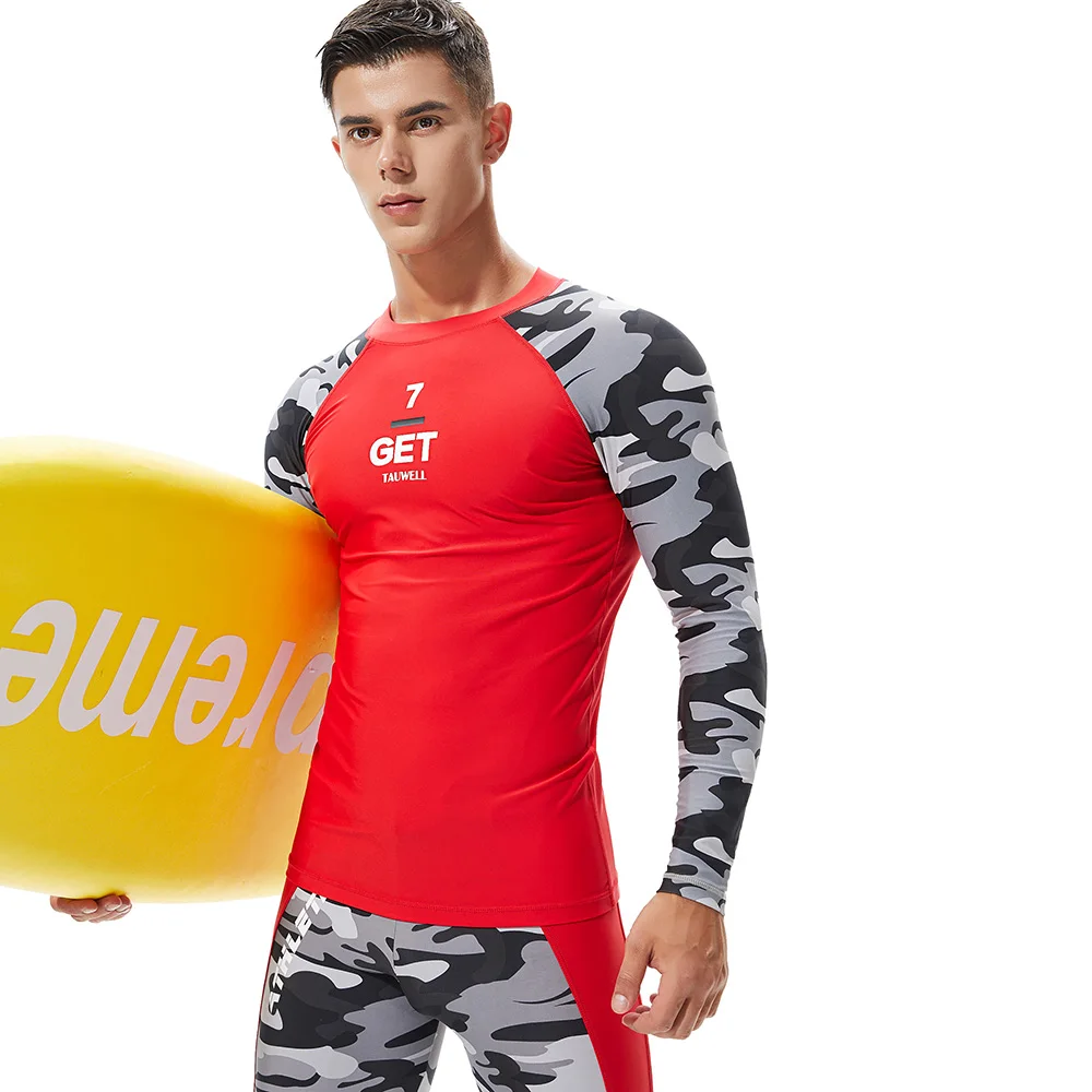 جديد 2018 التمويه الرجال قميص طويل كم اللياقة البدنية قمم تي شيرت الفتيان singlets تصفح الرياضة رياضة الجري الملابس المحملة البلوز