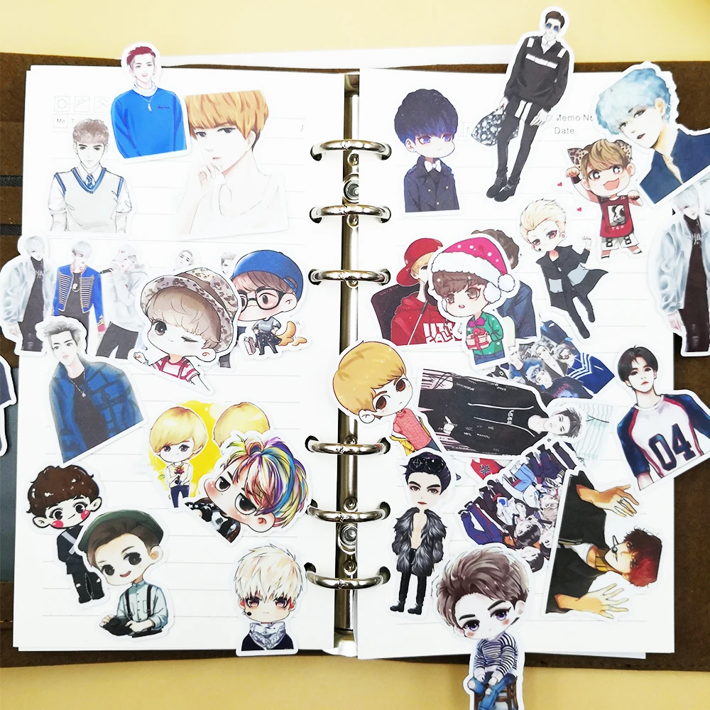 

32pcs Creative Cute Self-made BTS/EXO Q version boy background scrapbooking Stickers /Decorative Sticker /DIY Craft Photo Album
