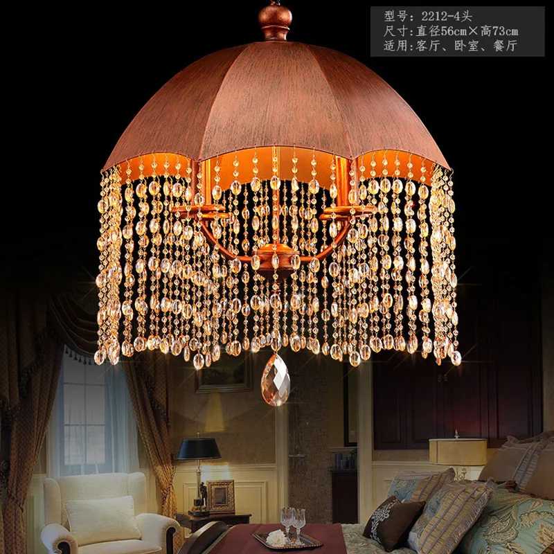 

European American style creative personality umbrella crystal pendant lamp living room dining room lights coffee lights YA72620
