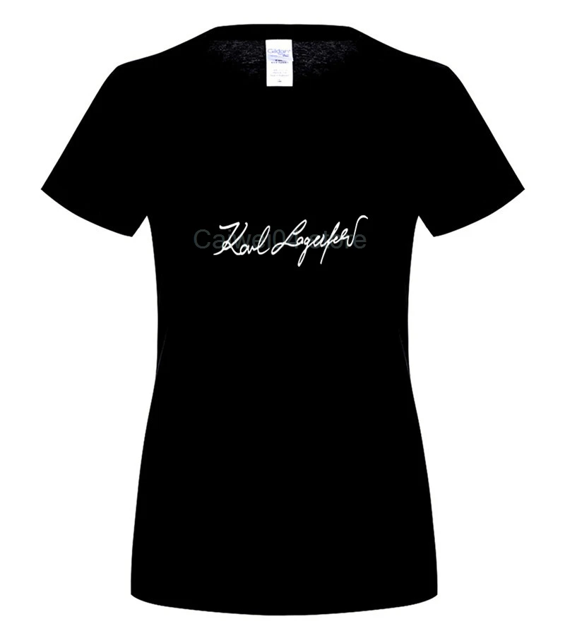 Повседневная Свободная летняя футболка с круглым вырезом для мужчин, Футболка KARL LAGERFELD, Мужская футболка - Цвет: women black