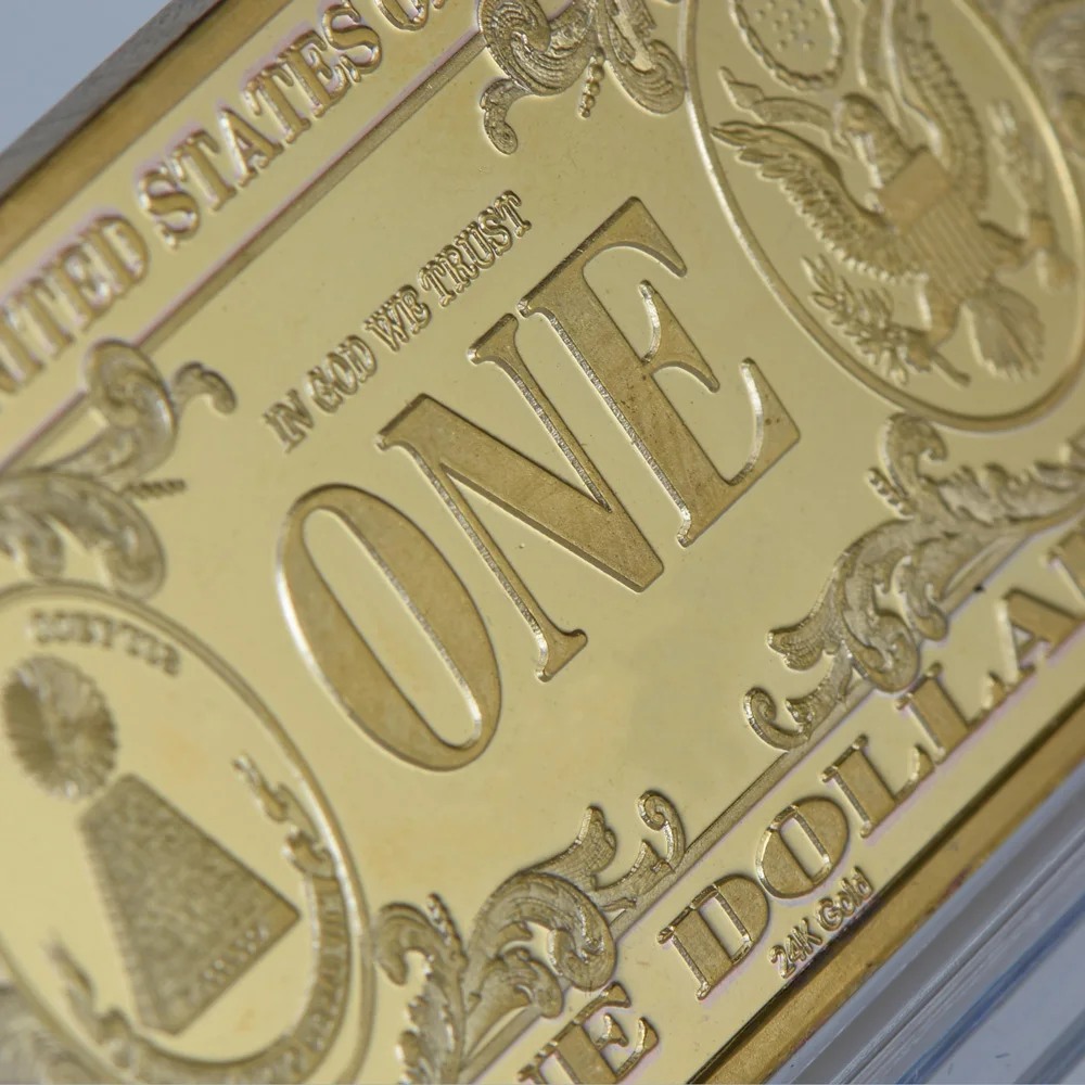 Wr 24k Gold Bar Collectible One Dollar Plated Souvenir Wr 24k Gold Bar Collectible One Dollar Plated Souvenir American Currency Bill Note Art Crafts Wtih Plastic Case In Non Coins From Home