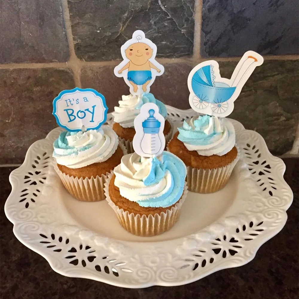 18/20 штук Baby Shower декор для капкейка-мальчиков и девочек это для мальчиков и девочек розового и синего цвета торт выбирает Пол раскрыть Babyshower вечерние поставки