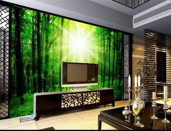 

3d room wallpaper custom mural non-woven wall sticker Green forest scenery painting photo 3d TV background wall murals wallpaper