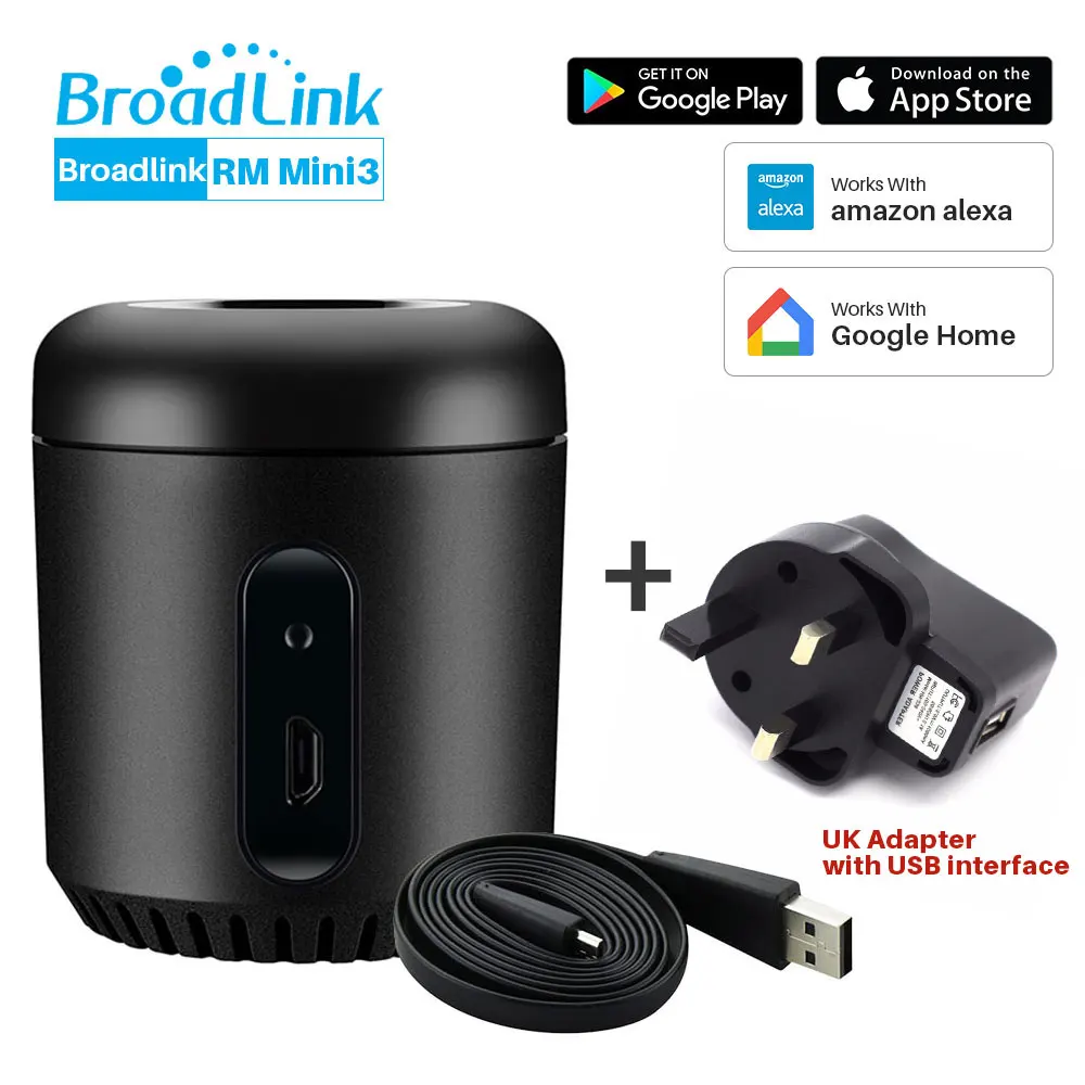 Broadlink RM Mini 3 универсальный умный WiFi ИК пульт дистанционного управления Лер приложение управление голосовым управлением работает с Alexa Echo Google Home Mini - Цвет: RM Mini3 And UK Plug