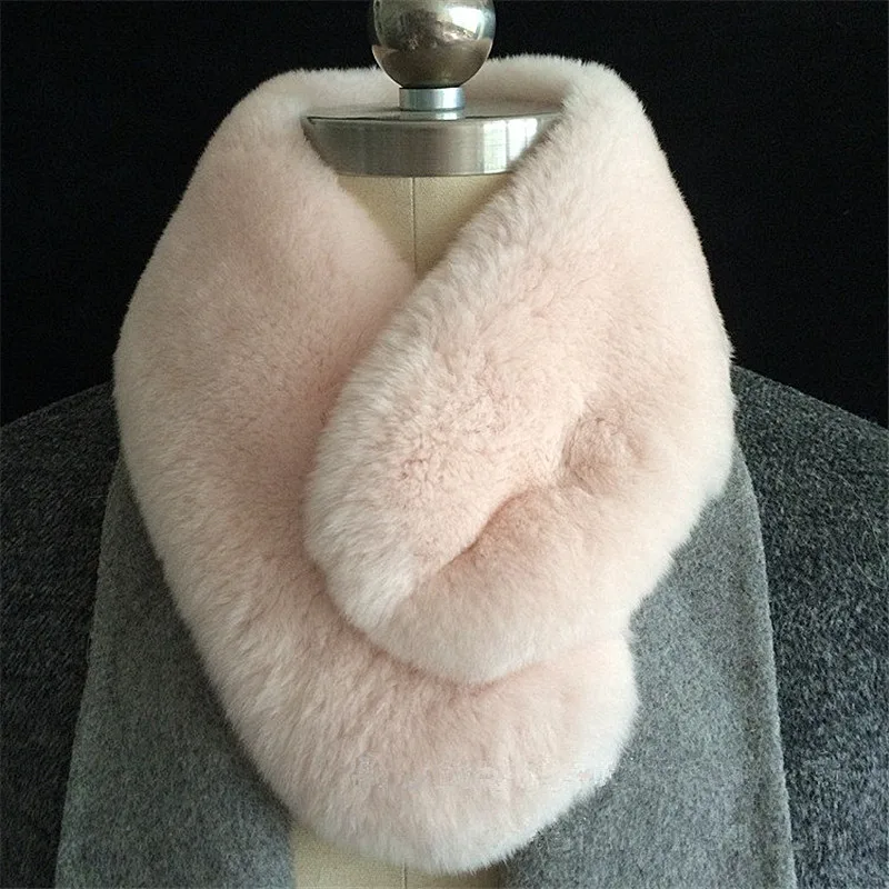 

New whole skin rex rabbit scarf real hair super soft feel skin-friendly fur collar real rabbit scarf