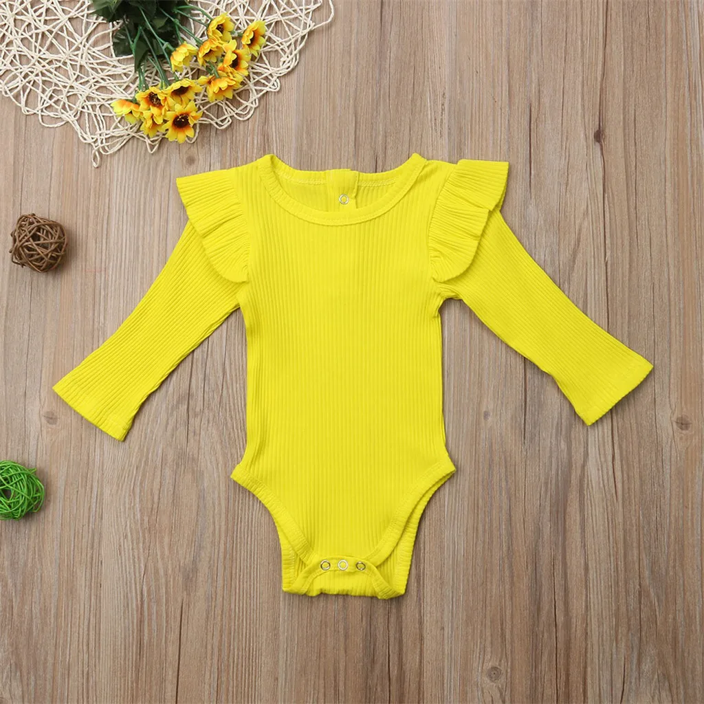 Baby Bodysuits Toddler Newborn Baby Boy Clothes Girls Boys Long Sleeve Ruched Solid Romper Body New Infant Bodysuit Clothing