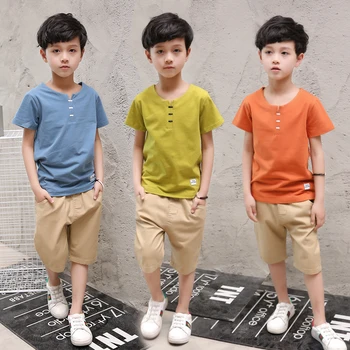 

2PCS Suit Baby Boy Clothes Children Summer Toddler Boys Clothing Set 2018 New Kids Fashion Cotton Pockets Sets Outwear O-Neck