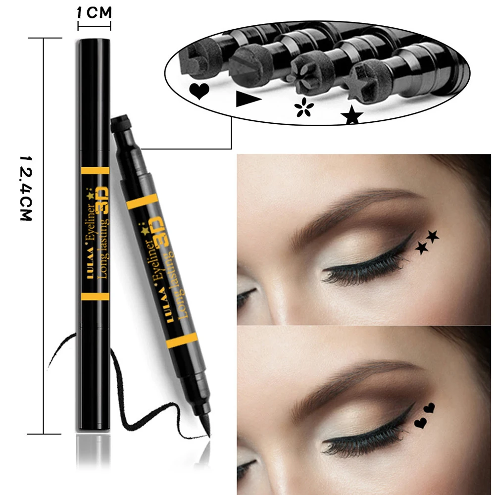 

LULAA Trendy 2 In1 Black Liquid Stamp Eye liner Pencil Cat Eye Makeup Double Head Long-lasting Waterproof Stamps Eyeliner TSLM2