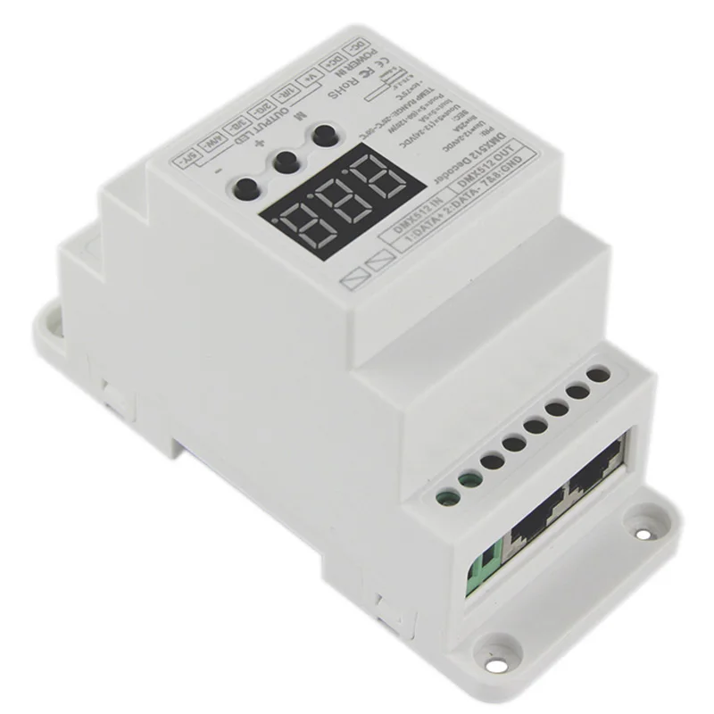 Bc-835-Din-Rj45 Dc12-24V вход 5А X 5Ch выход, din-рейка 5Ch Cv ШИМ Dmx512/1990 Декодер контроллер для светодиодной ленты светильник