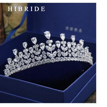 Full AAA CZ Tiara King Crown Wedding Hair Jewelry Micro Pave Party Headpiece Women Birthday Bridal Accessories HC0001