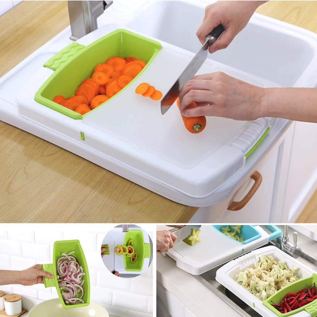

Kitchen Chopping Blocks Cutting Board Multifunction Sinks Drain Basket Vegetable Meat Tools Kitchen Accessories Chopping Board
