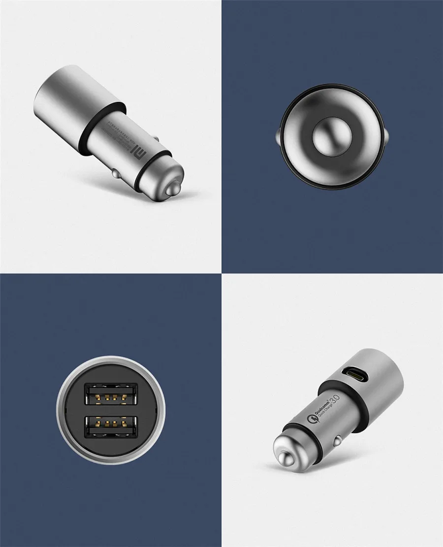 Original for Xiaomi Car Charger QC3.0 Dual USB Quick charge 5V3A 9V2A 15V1.5A Metal Casing Chargers (2)