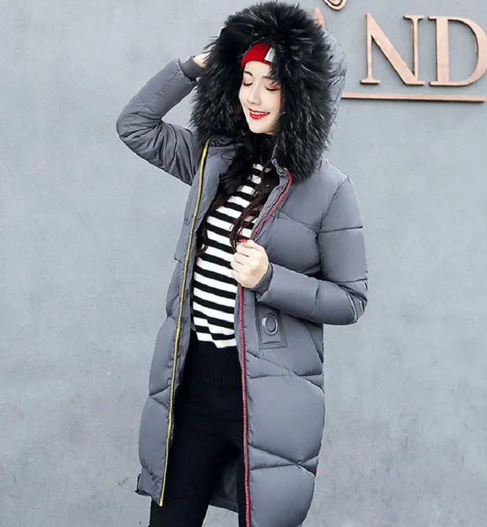 2017 New winter coat women long jacket Collar Hooded Woman Parka Womens cotton padded Coats Thick Jacket+14