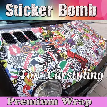 

Eurostyle JDM Stickerbomb Vinyl Car Wrapping foil Air Free Bubble For Vehicle Car Wrap Covers STYLING 1.52x10m/20m/30m