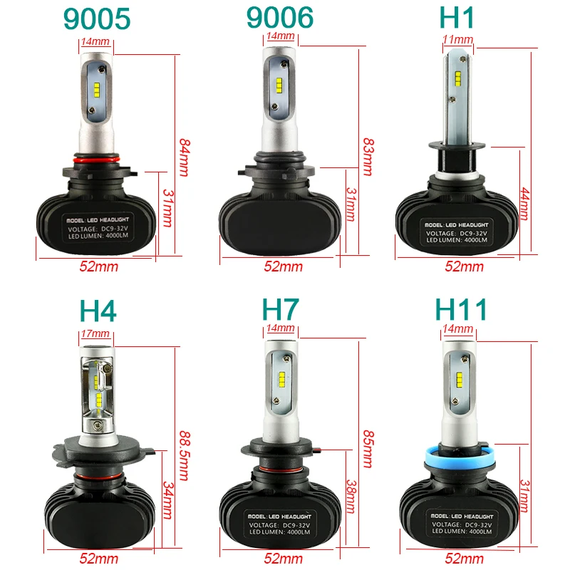 CARLitek N1 12В H7 H4 Светодиодные автомобильные лампы 50Вт 8000Лм. H8 H9 H1 H11 HB3 HB4 Led лампы головного света, противотуманные лампы