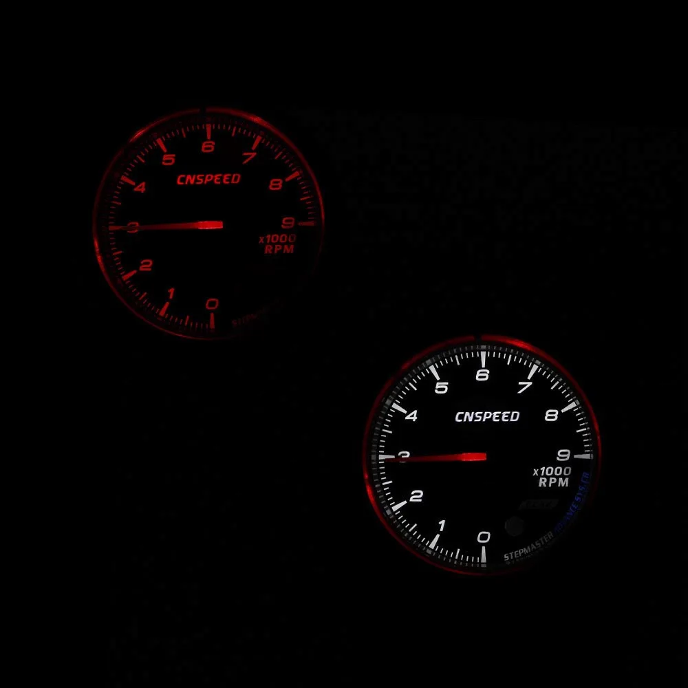 CNSPEED 60 мм Автомобильный Тахометр об/мин 0 9000 красный и белый датчик освещения