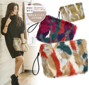 

Fur and Fur Package 2016 autumn and winter new pattern of color single shoulder clutch bag