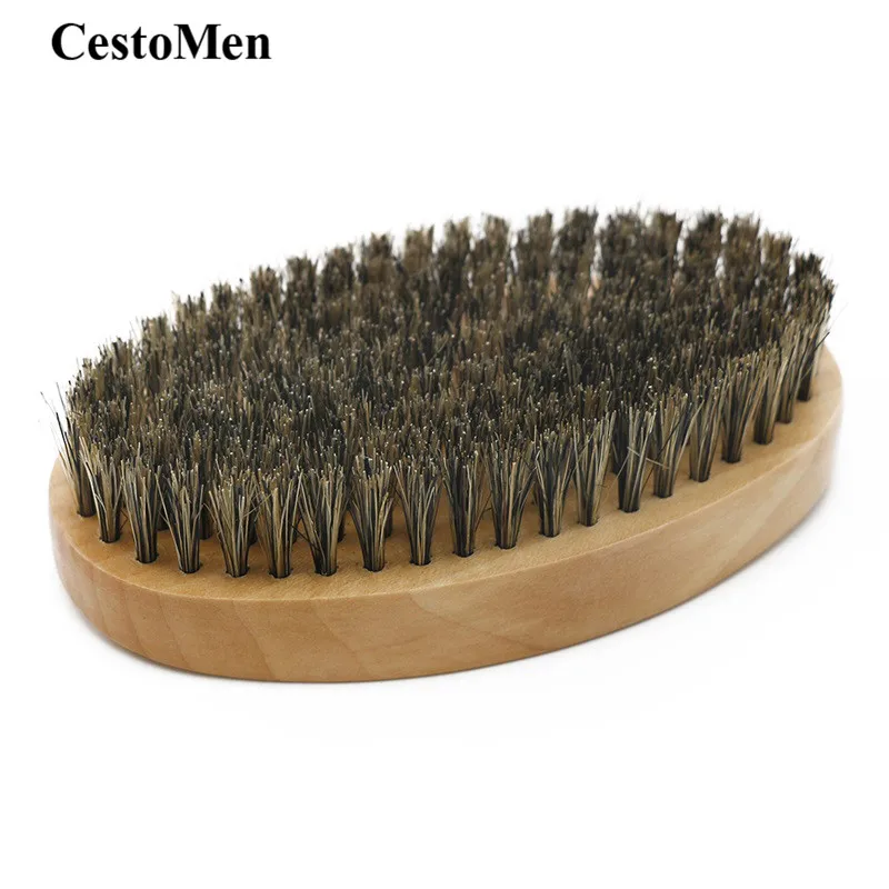 CestoMen Wood Oval Men's Mustache Brush 360 Curved Wooden Beard Brush ...