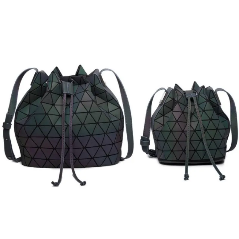 Новинка, женская сумка с геометрическим рисунком, простая складная сумка-мешок, сумки на завязках, Женская Повседневная сумка через плечо - Цвет: Luminous