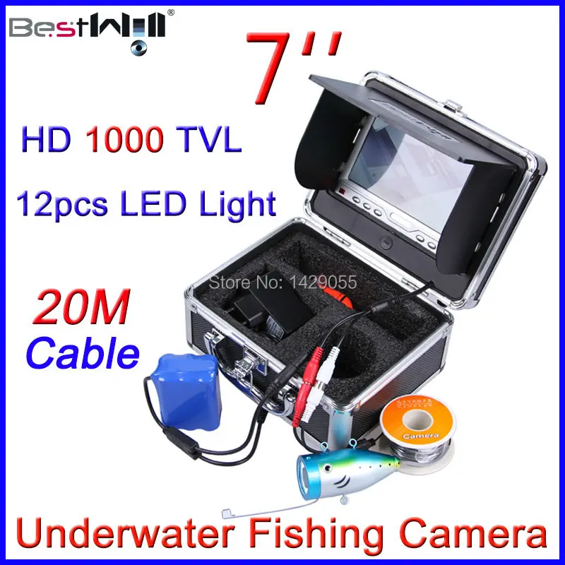  FREE Shipping 20M Underwater Fishing Camera Fish Finder Ice Fishing Camera HD 1000 TVL 7'' Digital LCD Screen CR110-7LS 