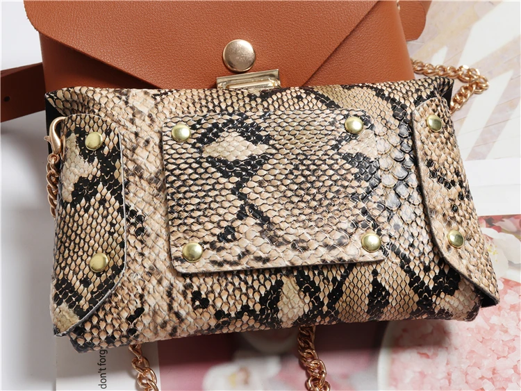2019 New Pu Leather Women Serpentine Waist Bag Female Belt Bag Pouch Luxury Fanny Pack Square Phone Money Holder Purse Bum Bag