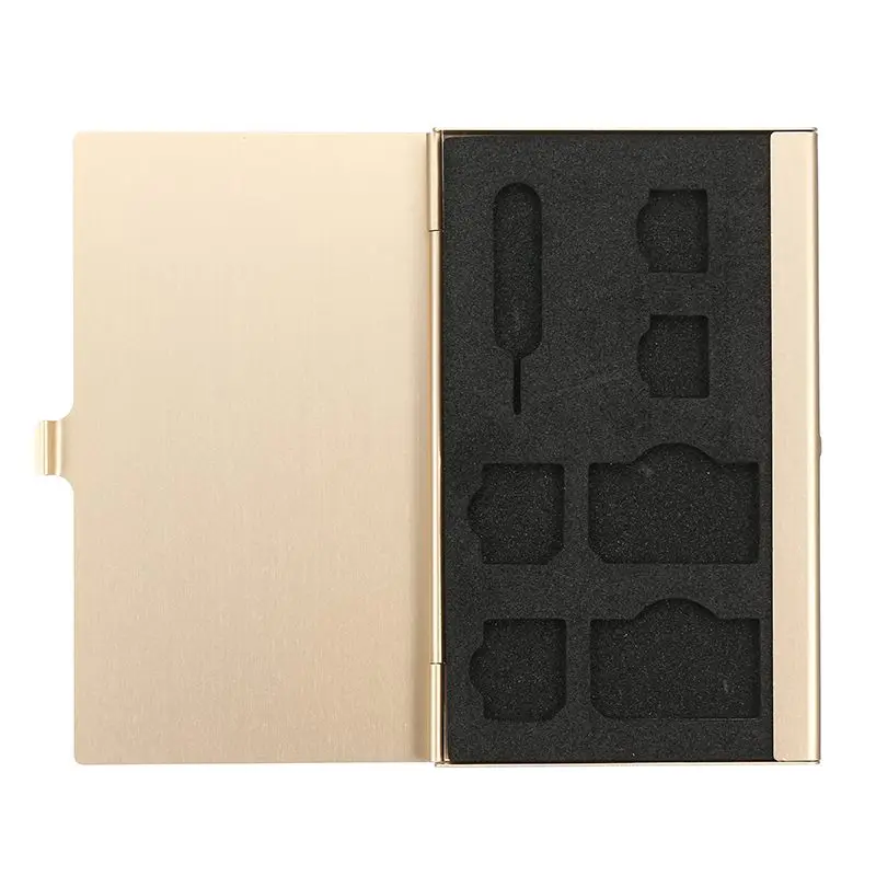 Алюминиевый Портативный SIM Micro Pin SIM карта Nanocard карта памяти TF карта SDcard Коробка Для Хранения Чехол защитный держатель Серебряный