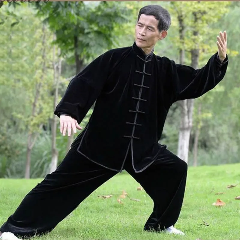 Для мужчин женщин Pleuche Ткань утолщенная теплая Tai Chi Одежда Кунг-фу костюм форма для боевых искусств Taiji ушу зимний костюм для пары