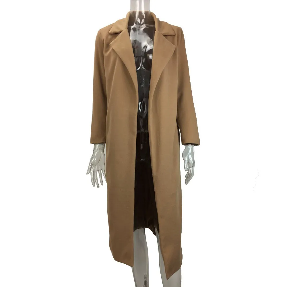 Зимнее женское длинное пальто, парка с отворотом, куртка, кардиган, пальто, верхняя одежда,, однотонное женское длинное шерстяное пальто с открытой строчкой