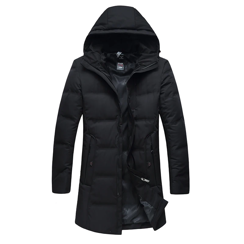 Высокое качество, новинка, зимнее пуховое хлопковое пальто на молнии, мужская длинная куртка с капюшоном, однотонный дизайн, черные парки, 4XL 5XL 6XL 8808