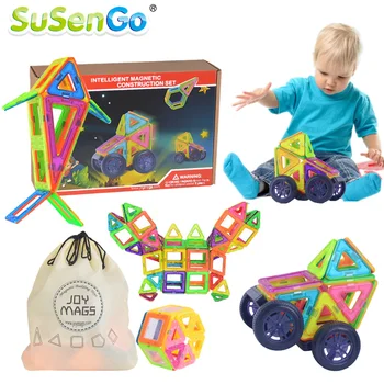 

SuSenGo Big Size 34/68/89/149Pcs Magnetic Designer Kits 3D Building Model Toy With Wheel Car Baby Kids Toddlers Educational Gift
