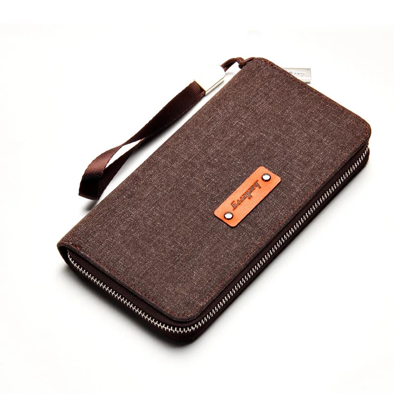 

Vintage Canvas Long Wallets Men High Quality Black Blue Coffee Cell Phone Pocket Card Holder Zipper Big Capacity Leather Wallets
