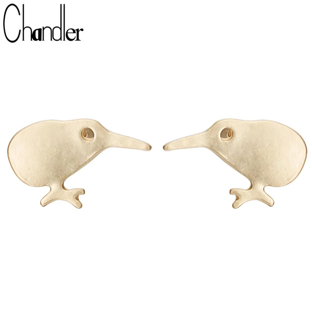High Quality Cute Kiwi Bird Stud Earrings Gold Plated Alloy Metal Baby