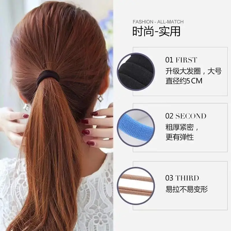 10Pcs Women Girl High Elasticity Medium Thick Rolled Towel Hair Rope Candy Solid Color Rubber Band Ring Ponytail Holder hairband