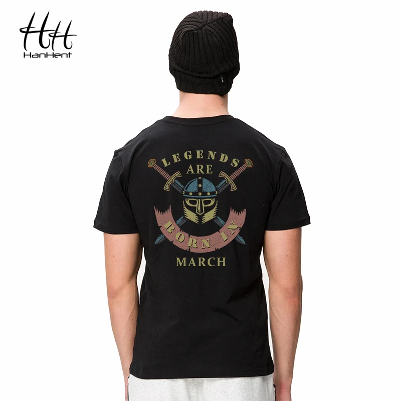 HanHent LEGENDS BORN IN футболки мужские черные уличная футболка хлопковые топы Swag рубашка