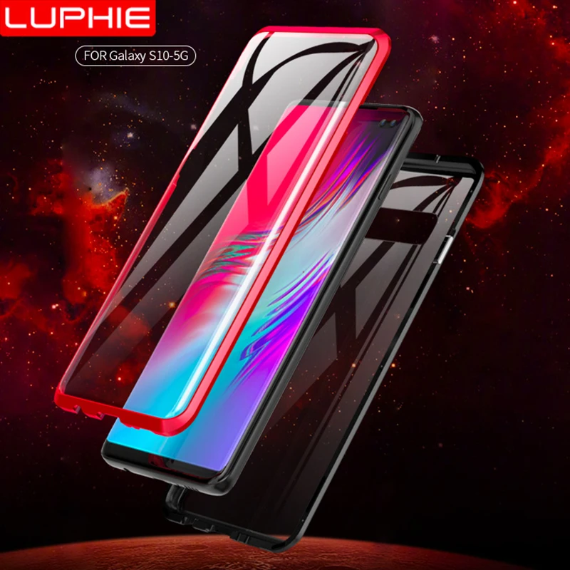 

For Samsung Galaxy S10 5G S10 Plus S10e Case 360 Degree Full Magnetic Cover Front Back Glass Case For Galaxy S10 5G Magnet Case