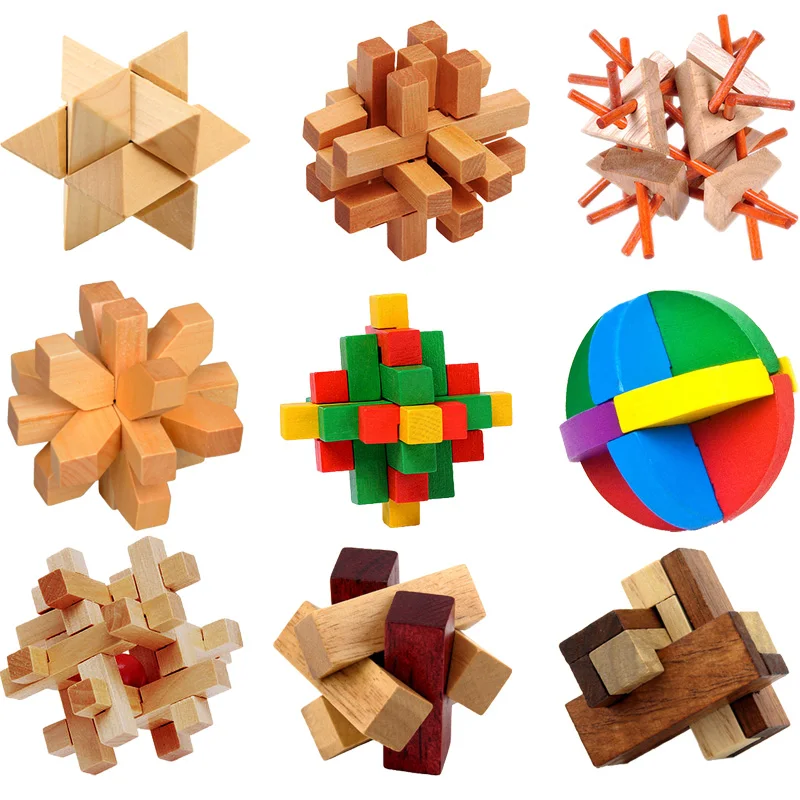 

1PC Luban Lock Chinese Traditional Toy Unique 3D Wooden Blocks Classical Intellectual Wooden Cube Educational Toy Set