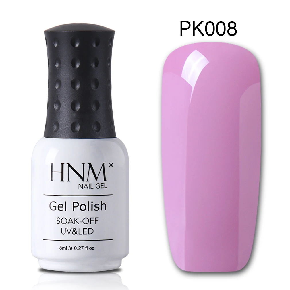 HNM 8 мл Гель-лак для ногтей Чистый Розовый Цвет замачиваемый УФ светодиодный лак для нейл-арта Полупостоянный Гибридный Гель-лак базовое верхнее покрытие - Цвет: pink 008
