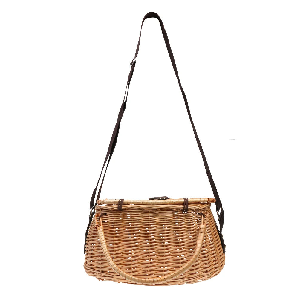 Wicker Fish Basket Fishing Creel Trout Perch Cage Tackle Fisherman Traps Box
