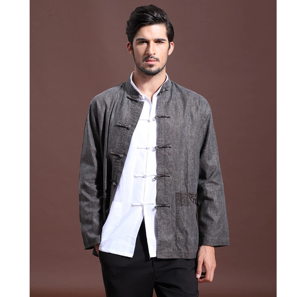 Brand Chinese Traditional Men's Embroider Kung Fu Jackets Coats