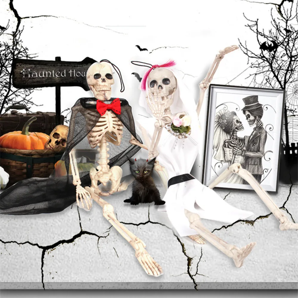 Plastic Skeleton Bride and Groom For Halloween Party Supplies