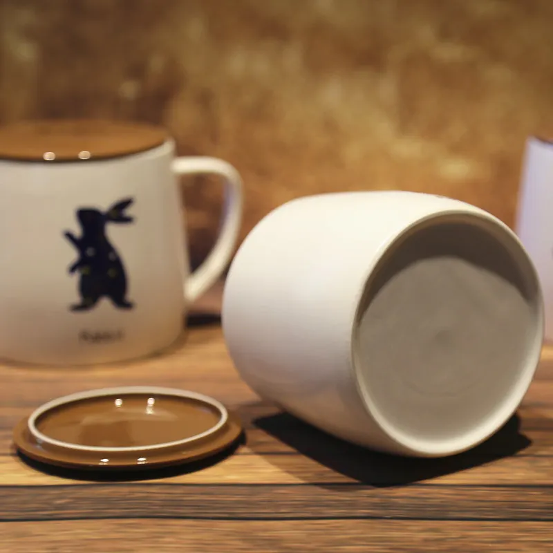 Logo Rabbit керамическая кружка с бумажной отделкой крышкой милые кружки для кофе