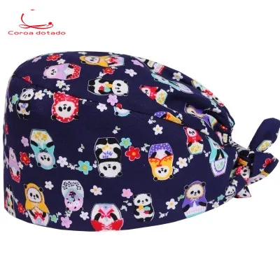 

Operating room cotton printed flower cap men and women doctors working cap head scarf surgical hygiene cap